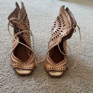 Jeffrey Campbell Tan Lace-Up Wedges